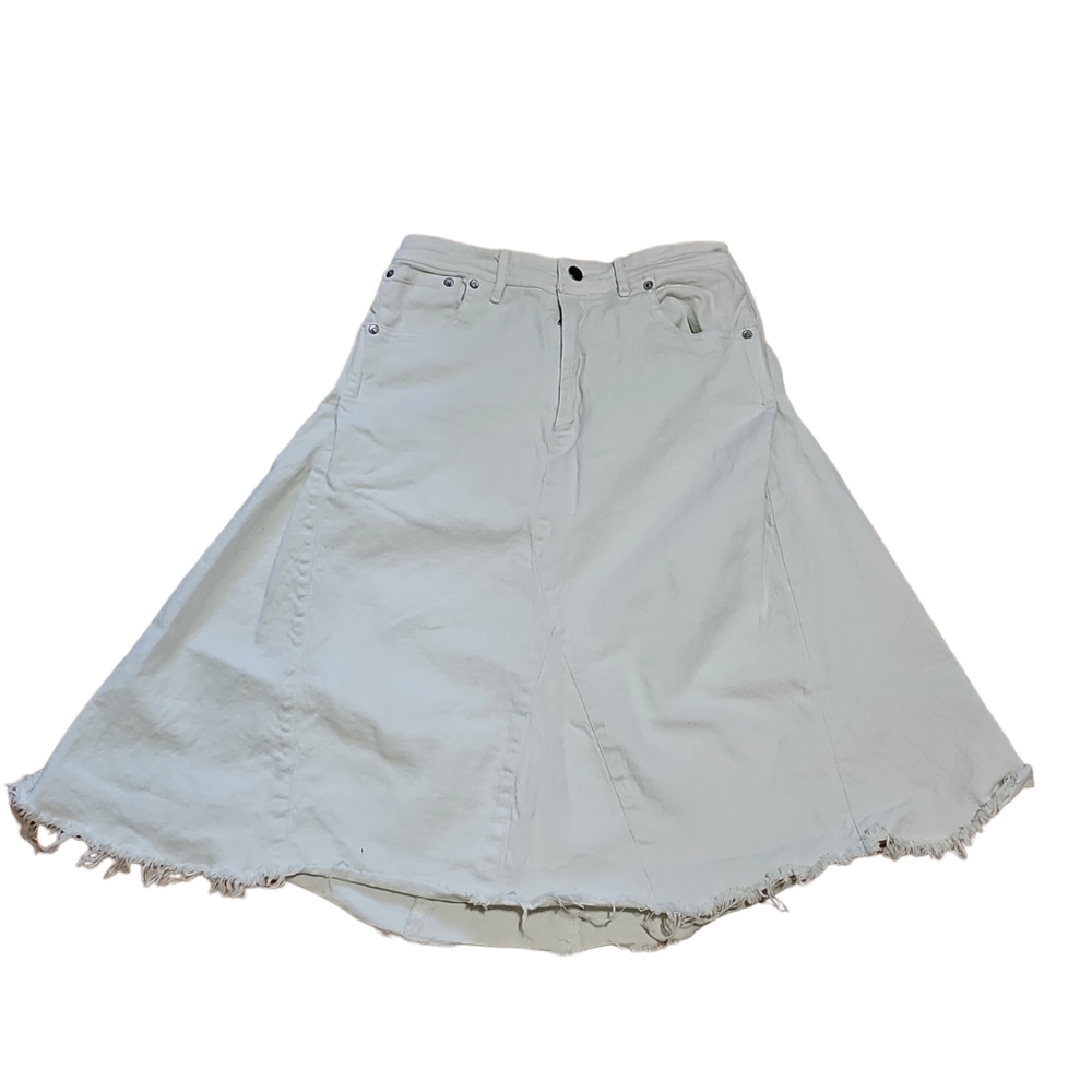 Free people denim & spandex cream skirt size 10